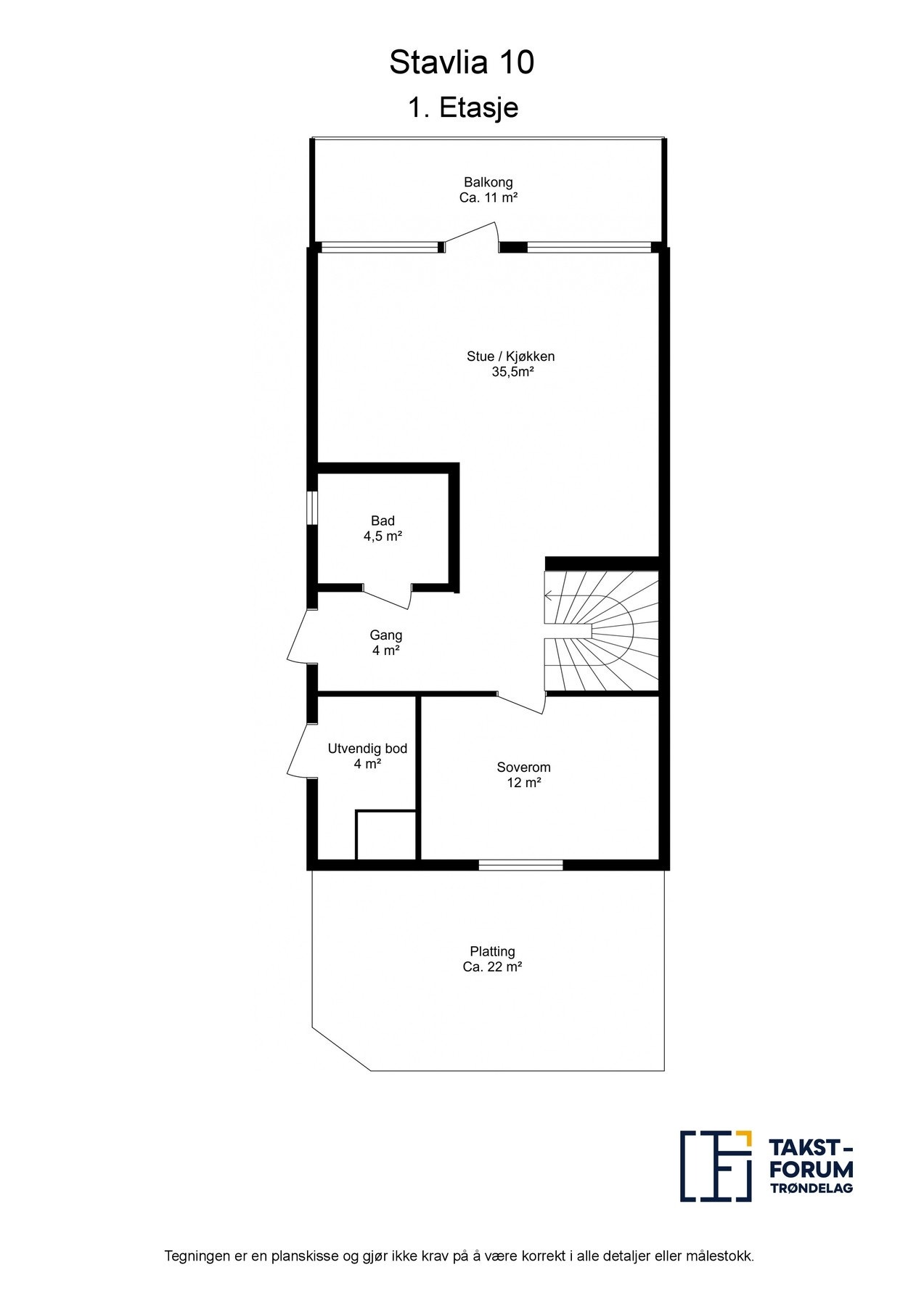 Planskisse med areal, hovedplan. Galleribilde
