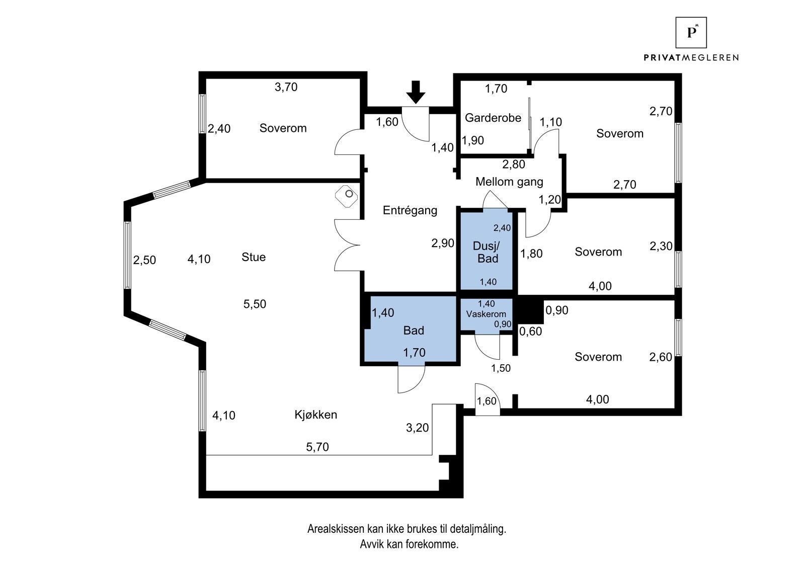 Planskisse med mål. Galleribilde