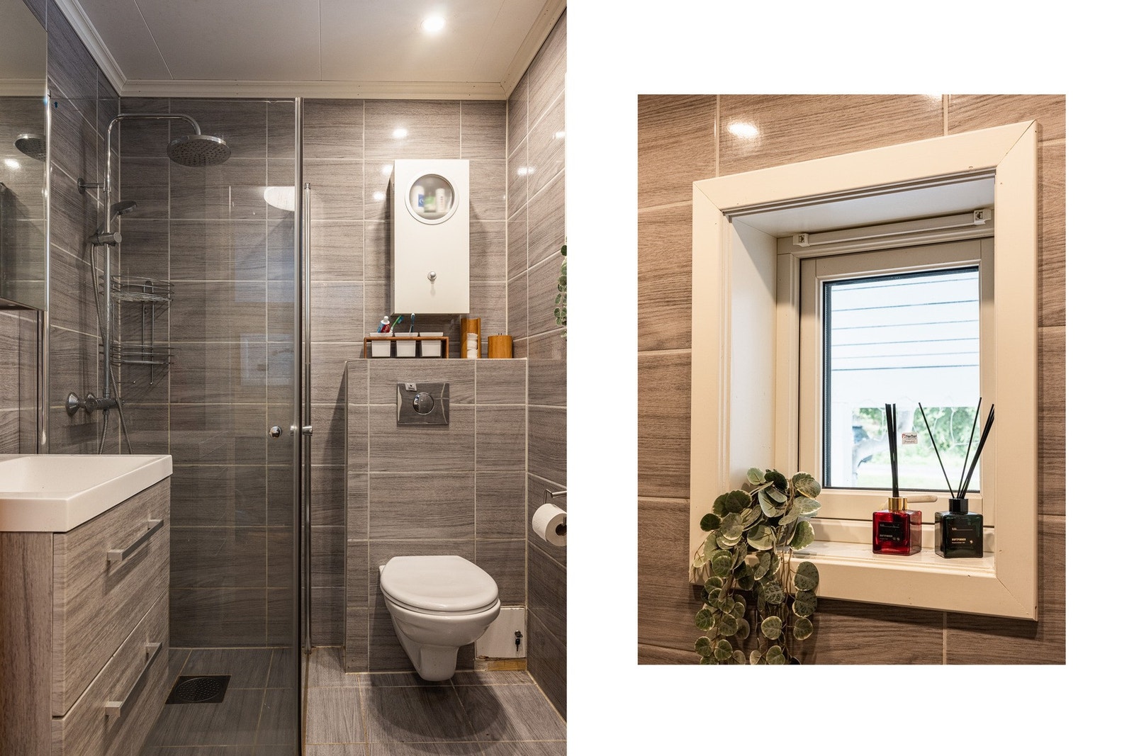 Stilrent og velholdt baderom. Galleribilde