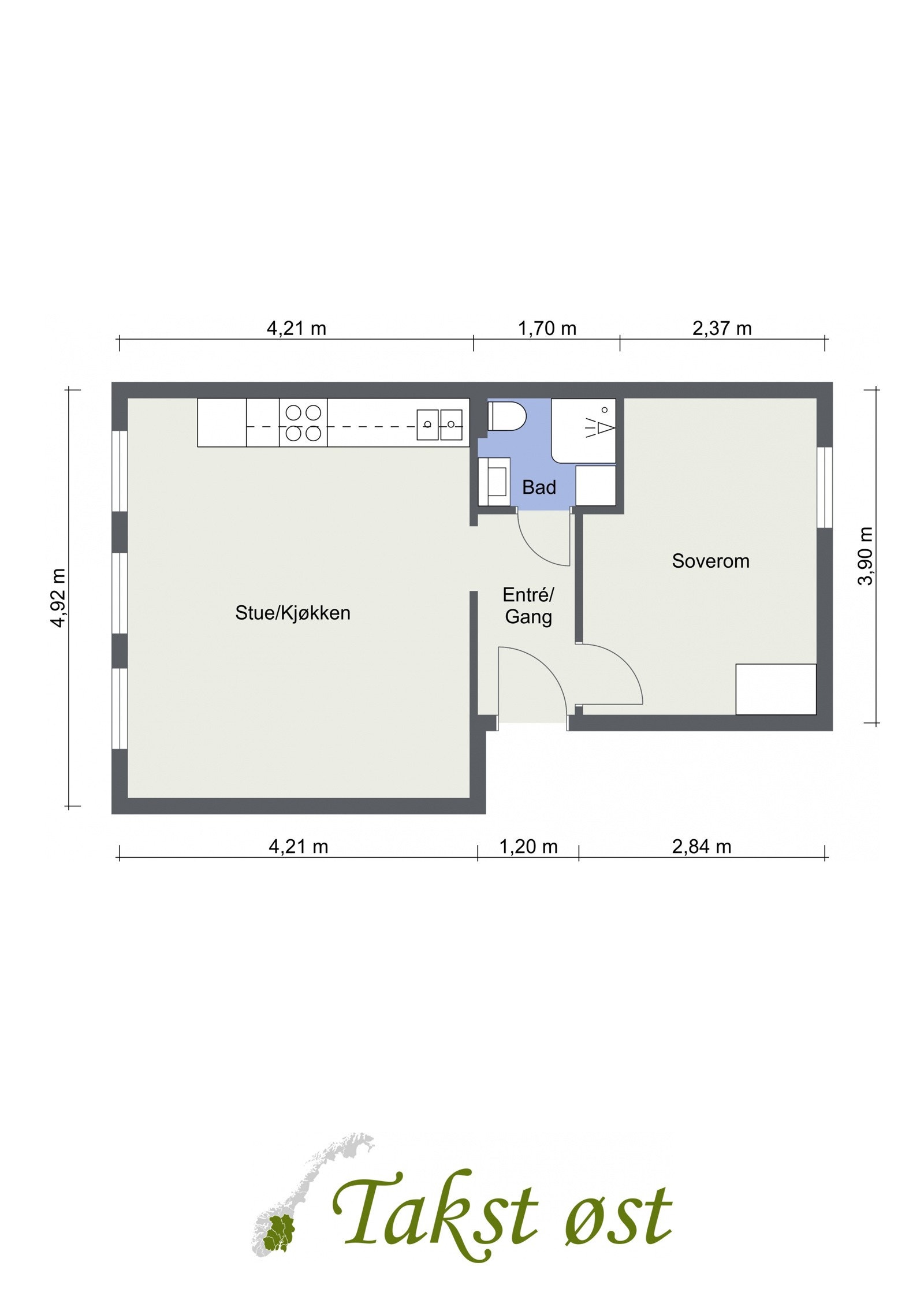 Plantegning. Legg merke til planløsningen og størrelsen på rommene. Galleribilde