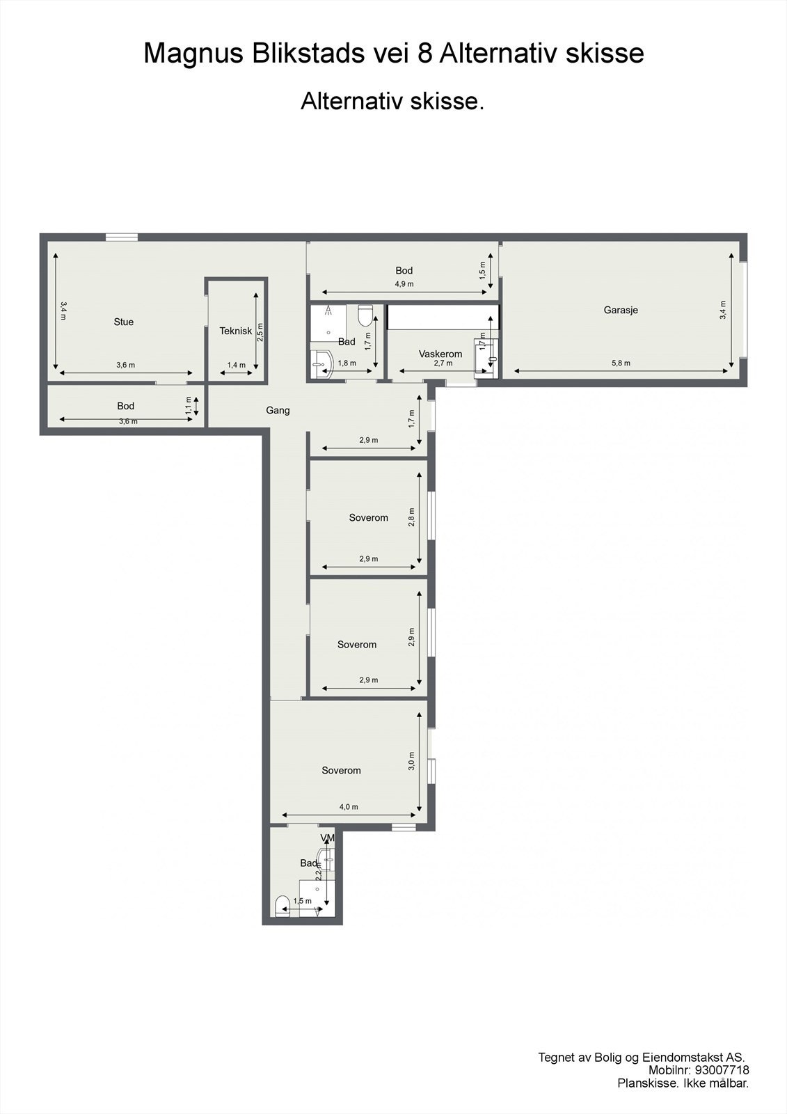 Separate-delen kan ved enkle grep gjøres om til 2 soverom som gir boligen 5 soverom Galleribilde