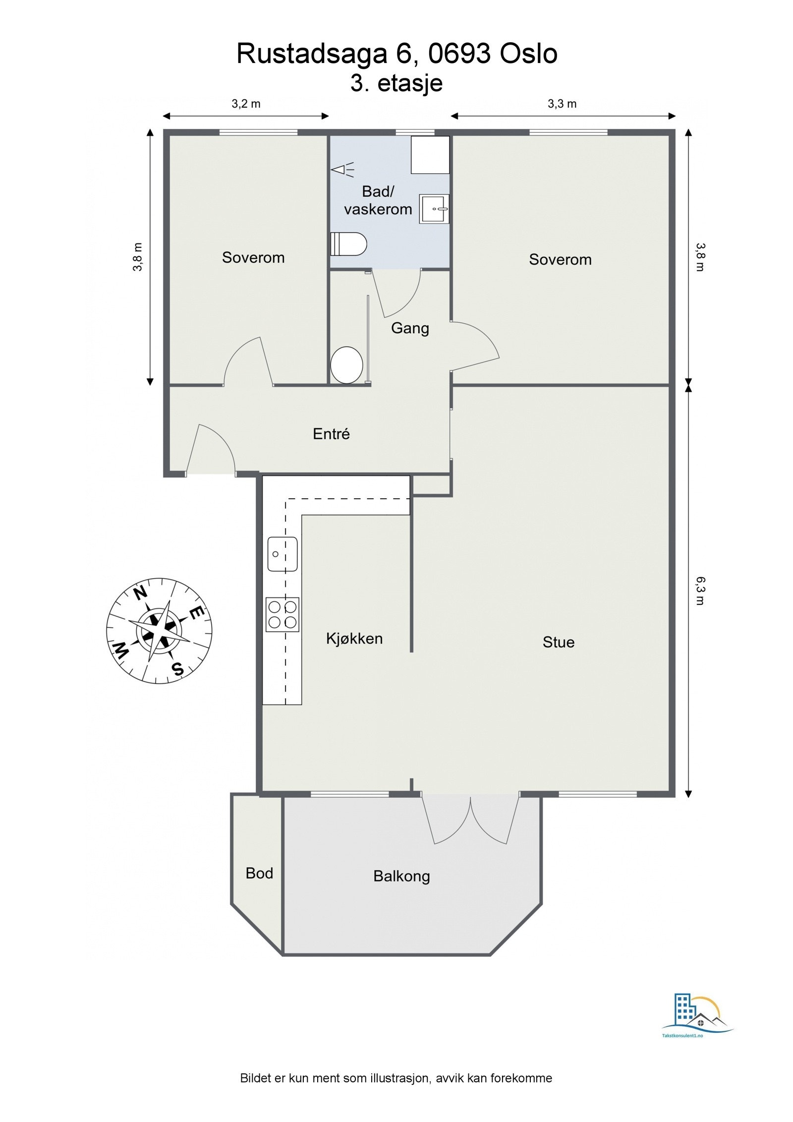 2D plantegning - avvik kan forekomme. Galleribilde