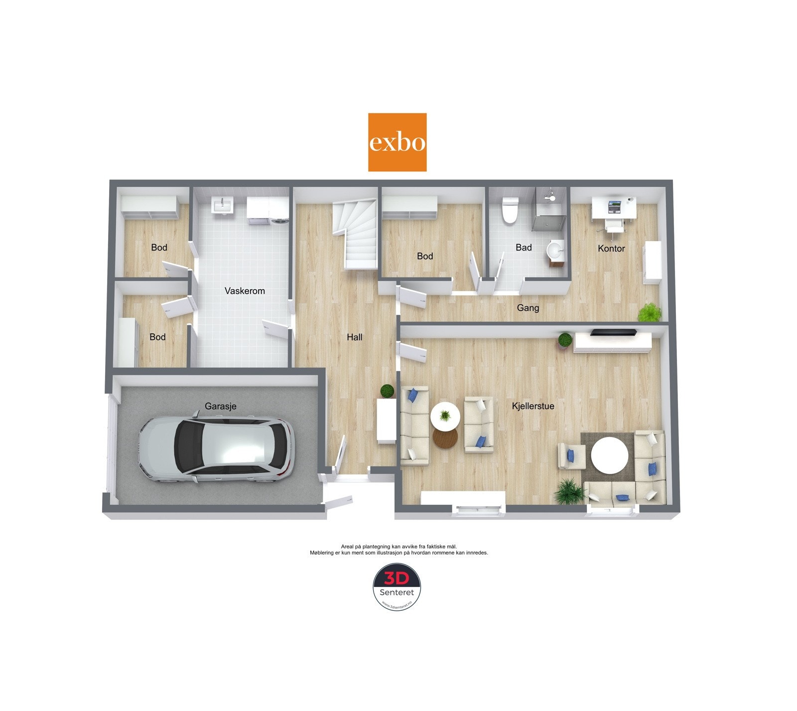 Berge terrasse 11 - Planskisse 1 - 3D Floor Plan red 2 Galleribilde