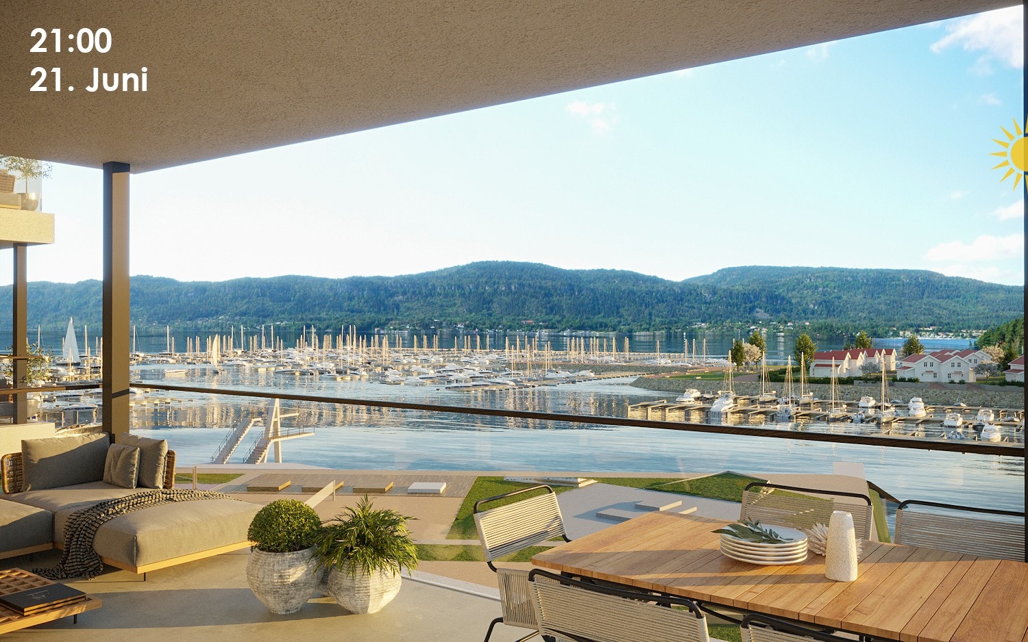 Utsikt fra overbygd terrasse. Galleribilde