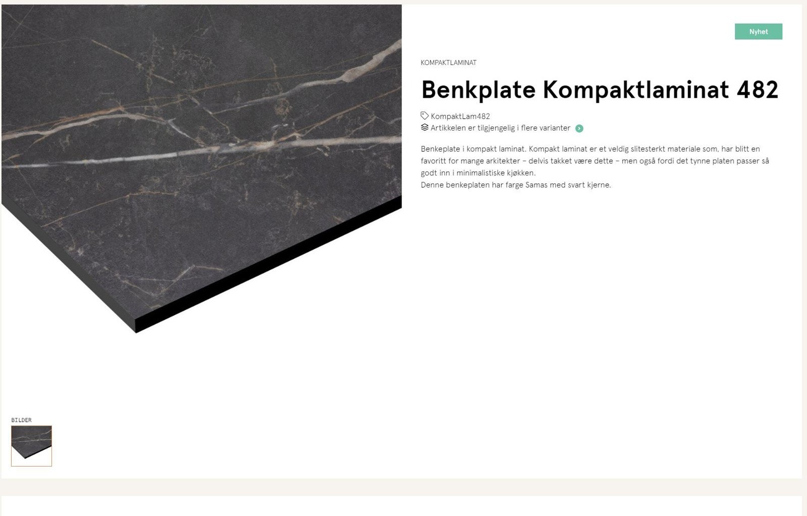 På kjøkkenet er det valgt en oppgradert benkeplate i kompaktlaminat Galleribilde