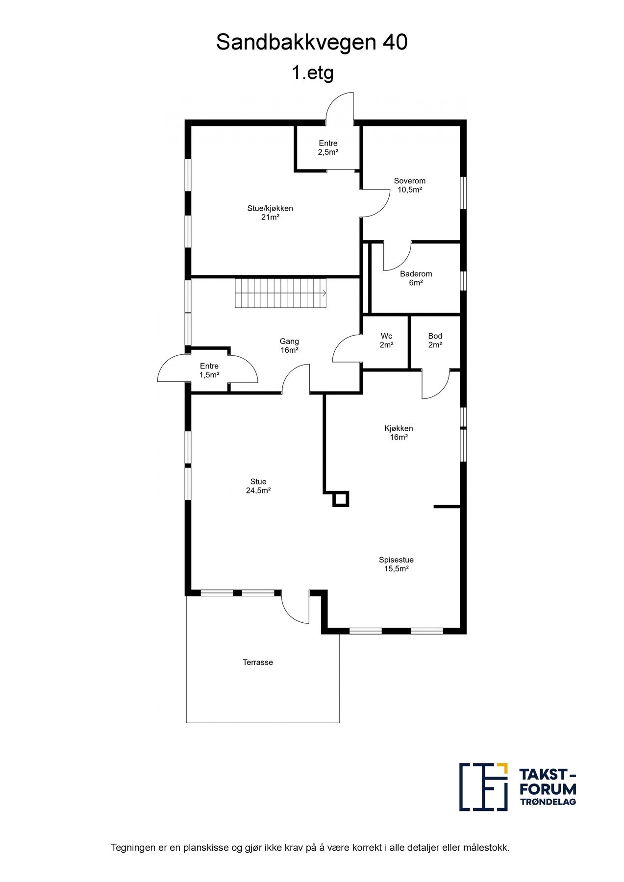 Planskisse 1.etg. med areal. Galleribilde