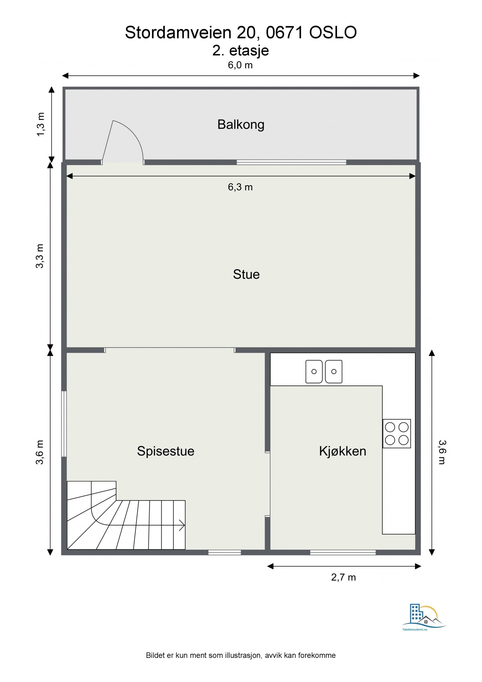 2D plantegning - 2 etasje. Avvik kan forekomme. Galleribilde
