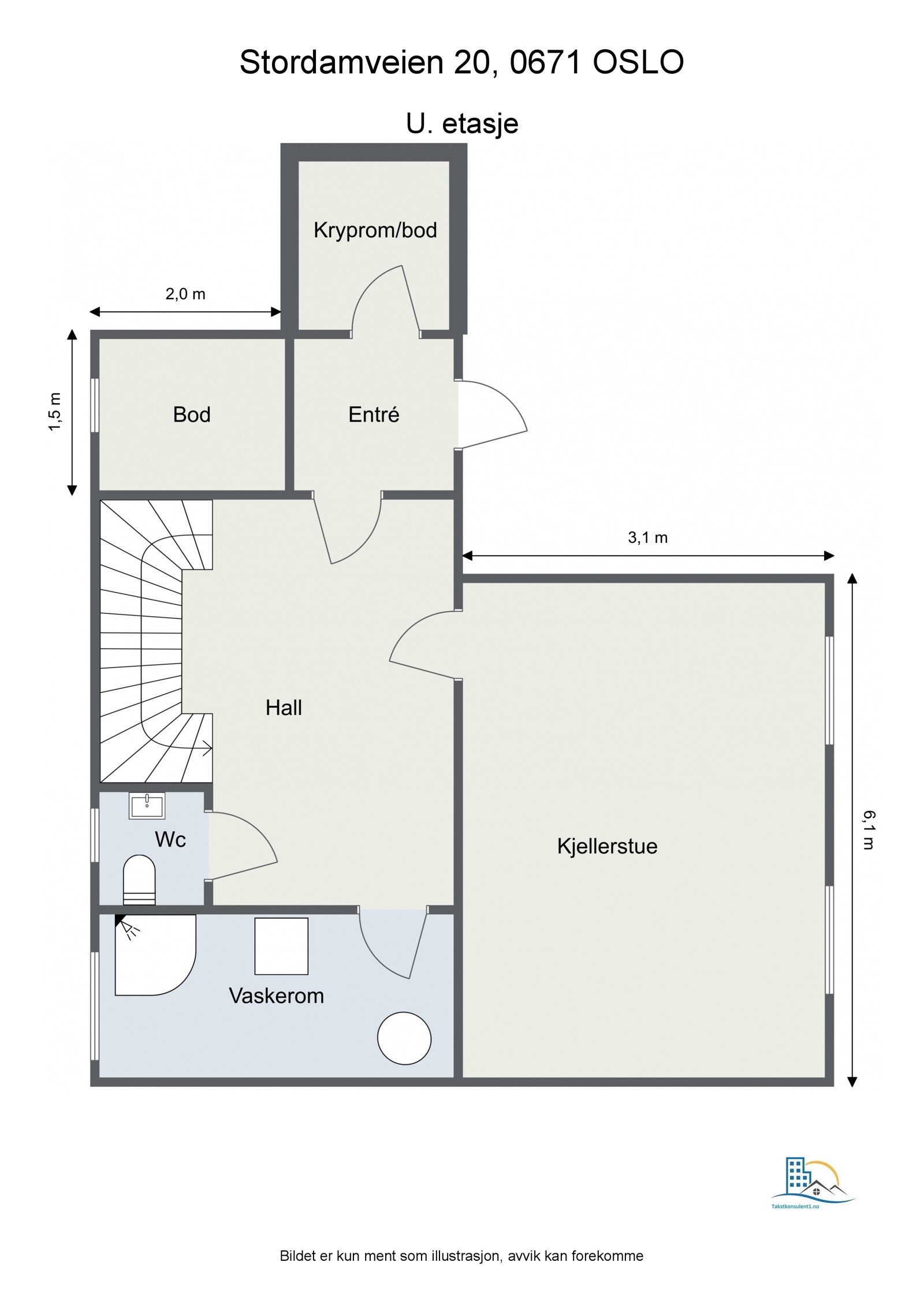 2D plantegning - Under etasje. Avvik kan forekomme. Galleribilde