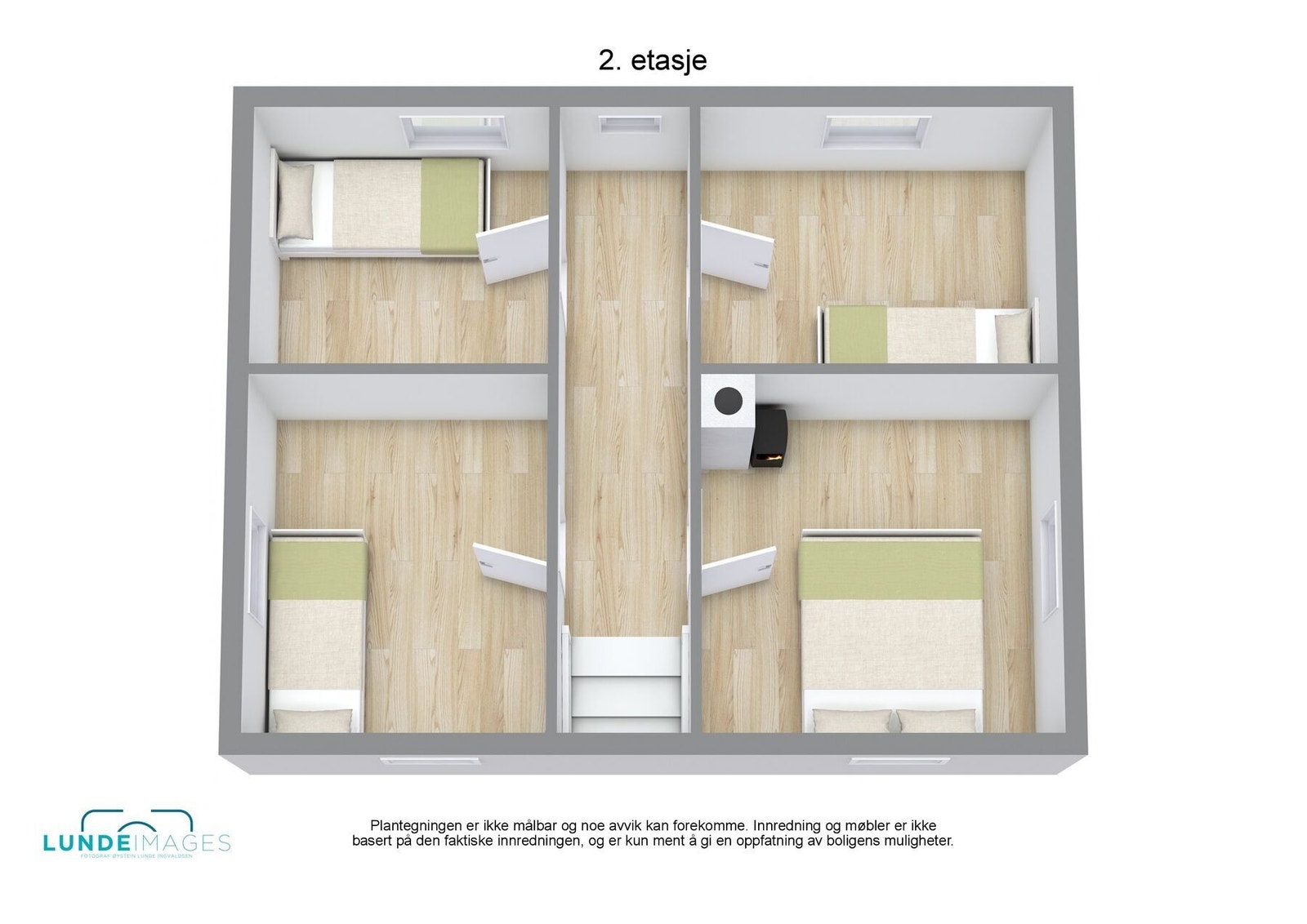 Plantegning 2. etasje 3D - ikke målbar Galleribilde