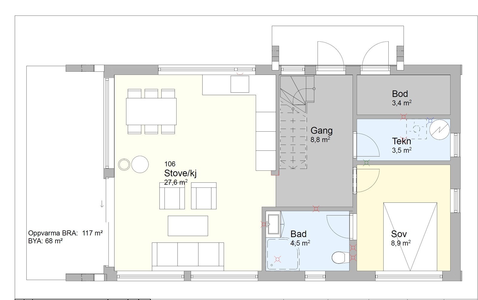 Planløsning 1 etg. Galleribilde