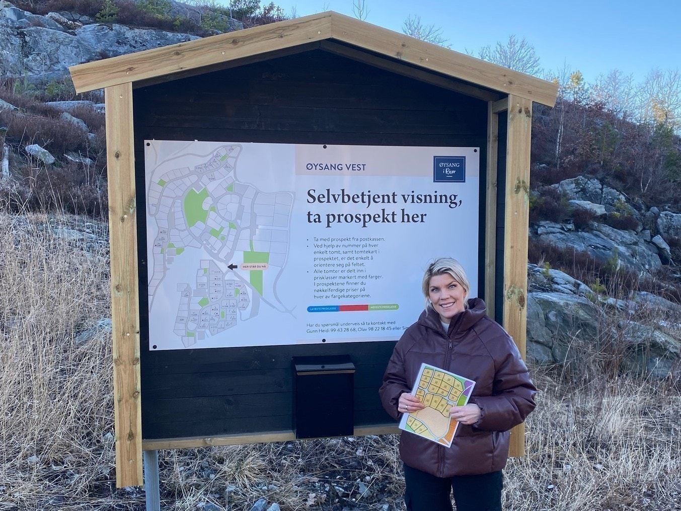 På Øysang har vi selvbetjent visningskonsept. Det betyr at du når som helst kan besøke våre felter og få oversikt over nøkkelferdige priser på alle tomter. Hos oss er det ingen bommer. Galleribilde