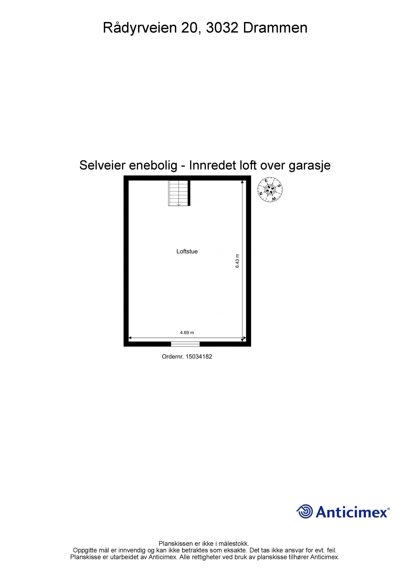 Plantegning - Innredet loft over garasje Galleribilde