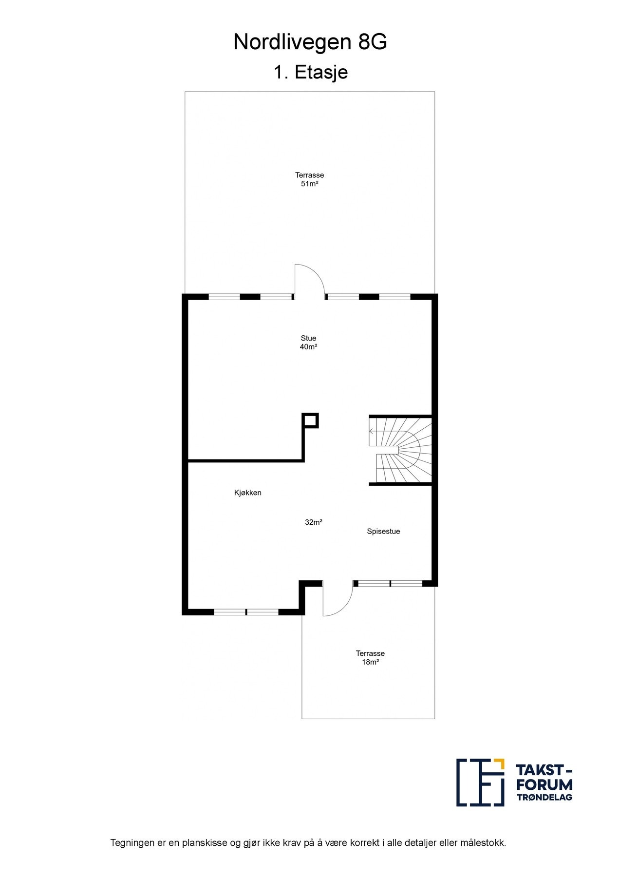Planskisse hovedplan med areal. Galleribilde