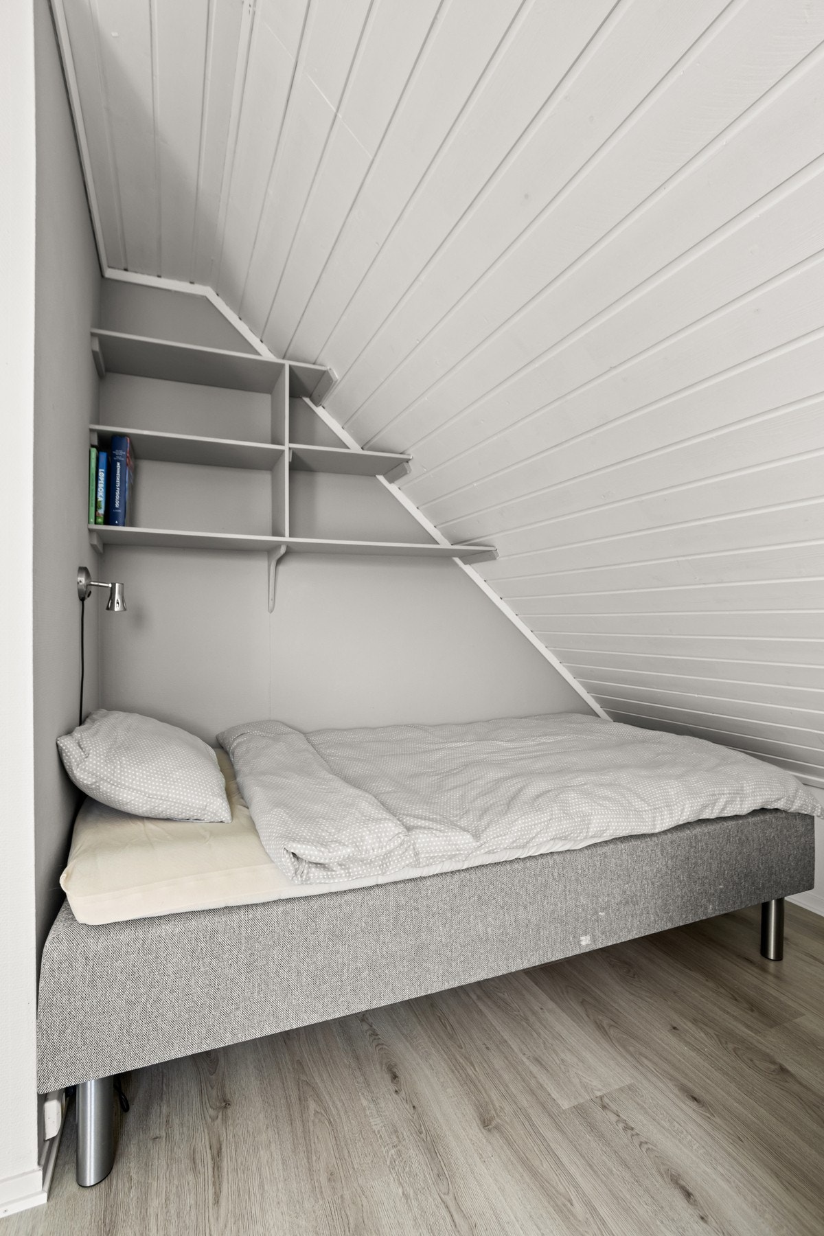 Stort rom som er innredet med sofa og seng Galleribilde