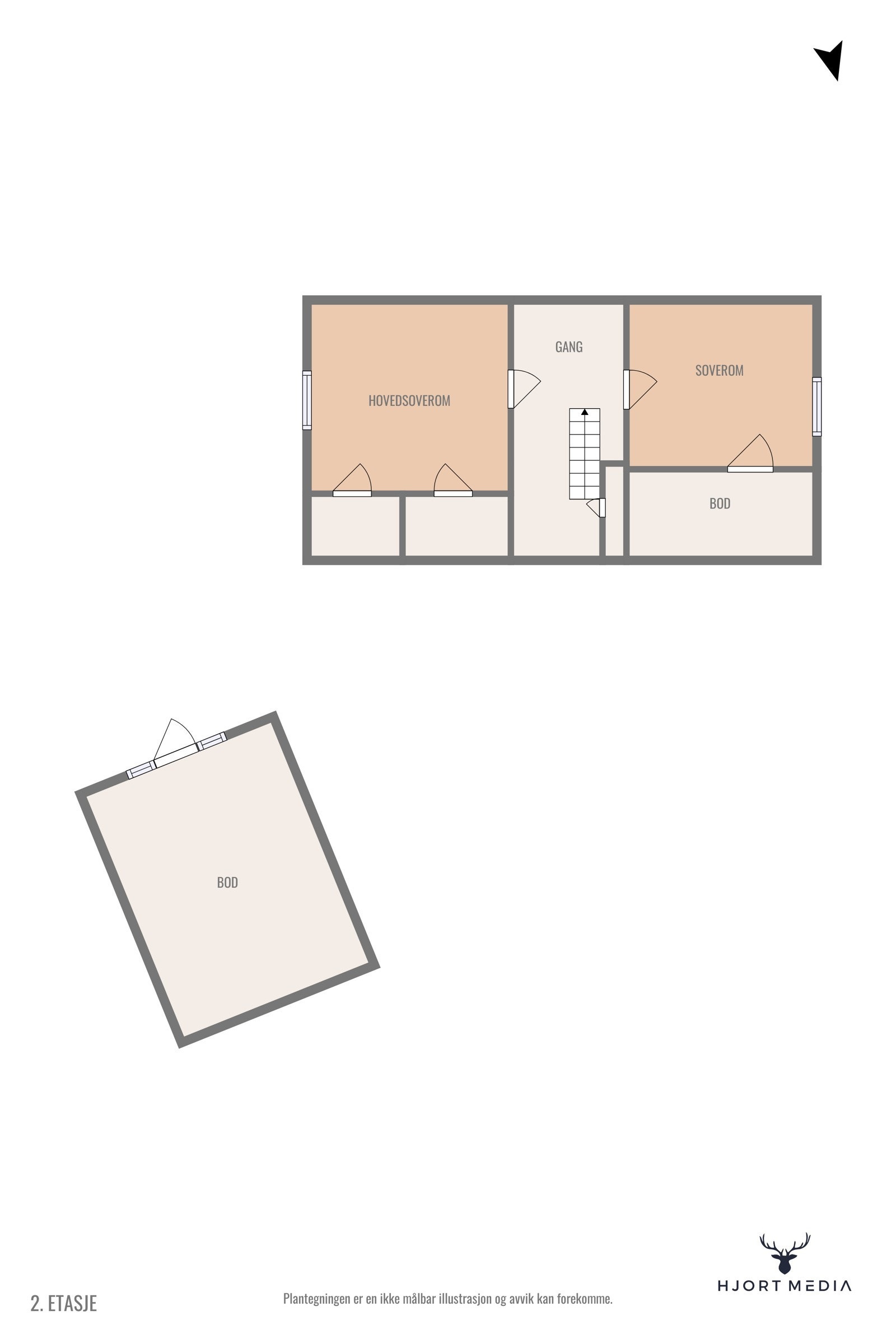 Plantegning loft og bod. Galleribilde