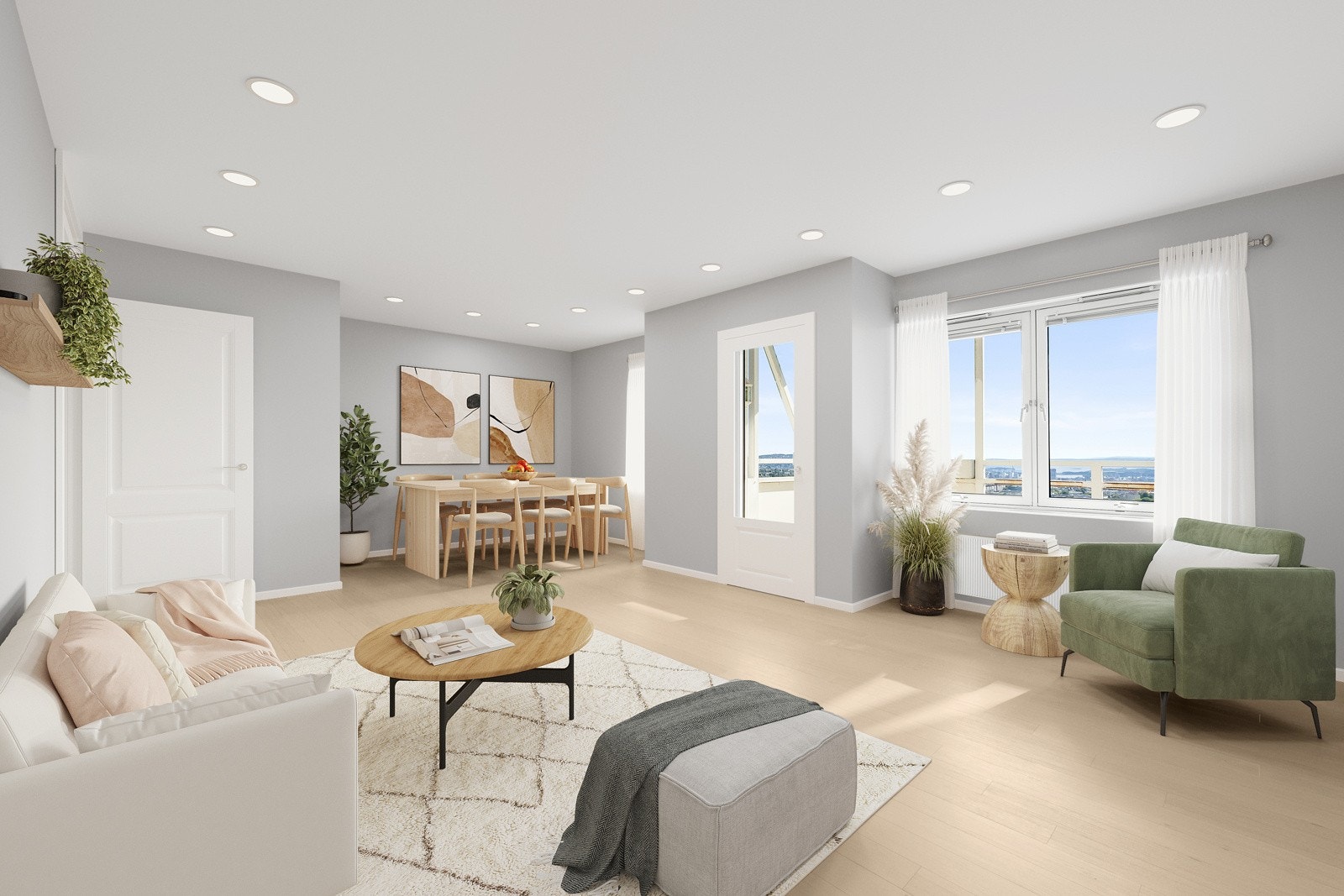 Illustrasjonsbilde for stuen. Galleribilde