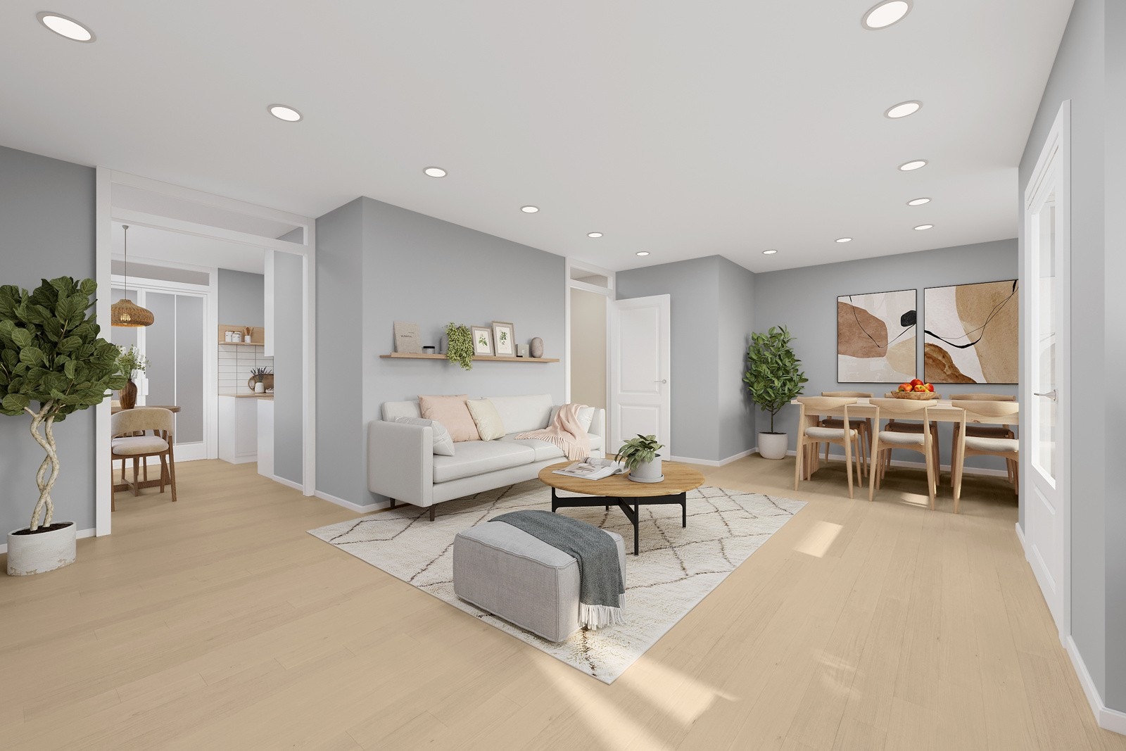 Illustrasjonsbilde for stuen. Galleribilde