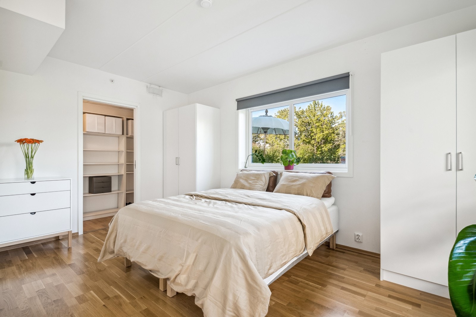 Hovedsoverommet er romslig og luftig, med en innvendig bod Galleribilde