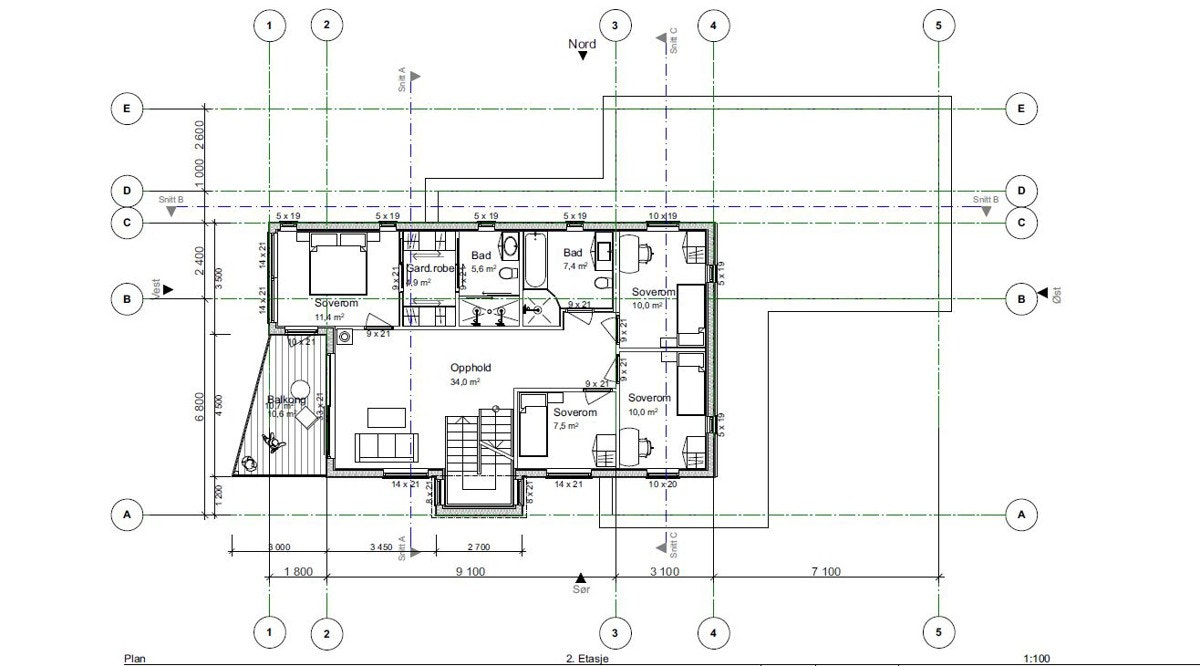 Plantegning for huset som er illustrert - Plan 2 Galleribilde