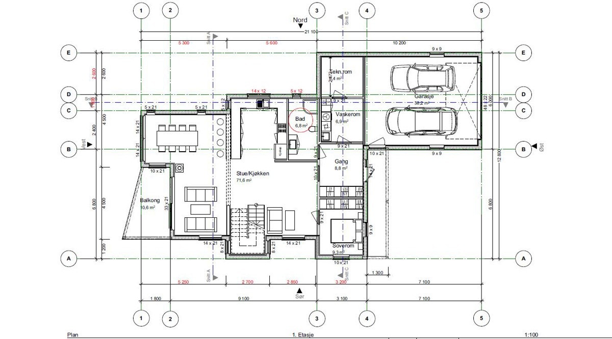 Plantegning for huset som er illustrert - Plan 1 Galleribilde