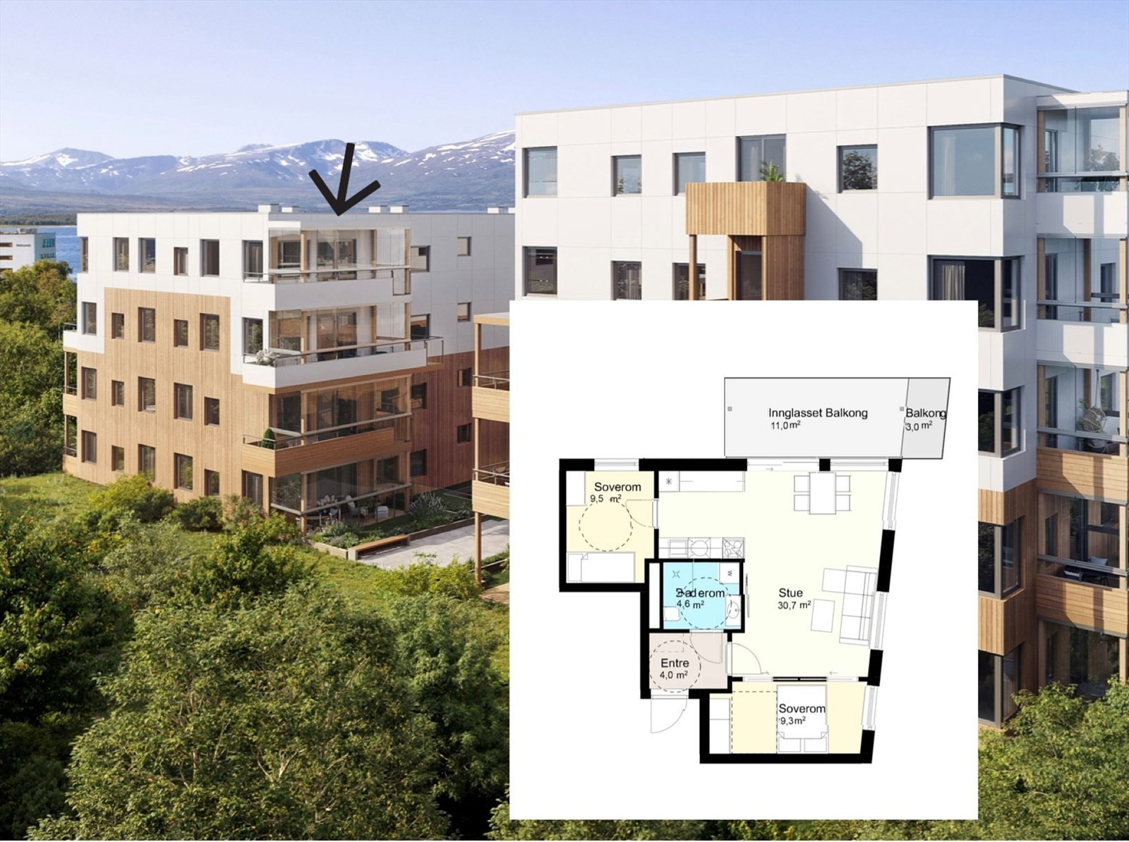 Hjem eiendomsmegling v/ eiendomsmegler Robin I. Martinsen presenterer 3-roms hjørneleilighet på Norheim Terrasse!