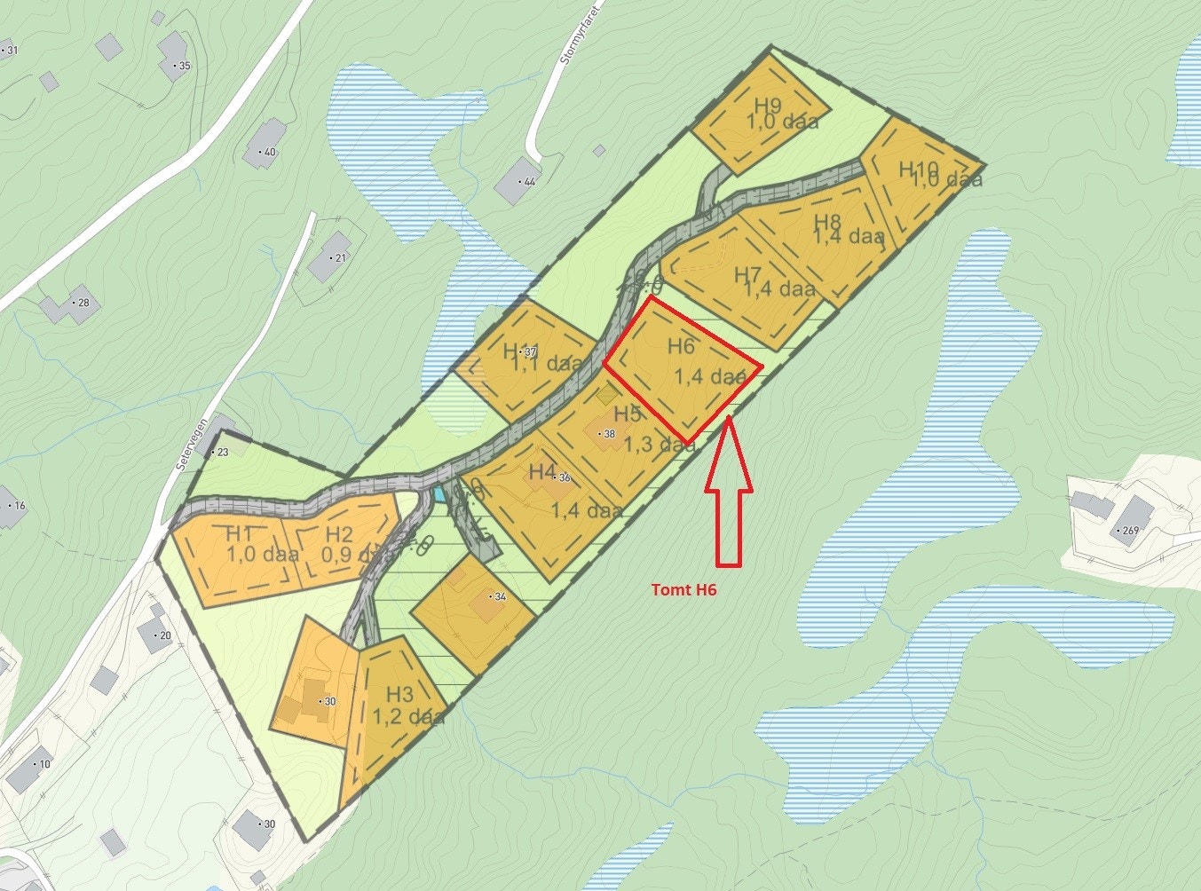 Reguleringskart med tomt H6 Galleribilde