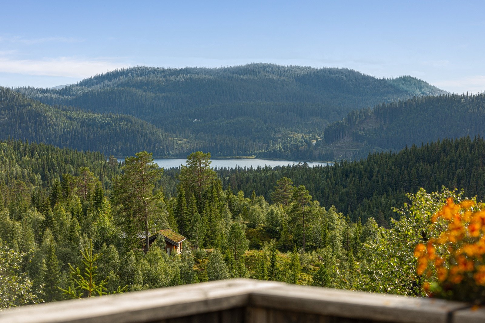 Utsikt mot Bergsvatnet fra verandaen. Galleribilde