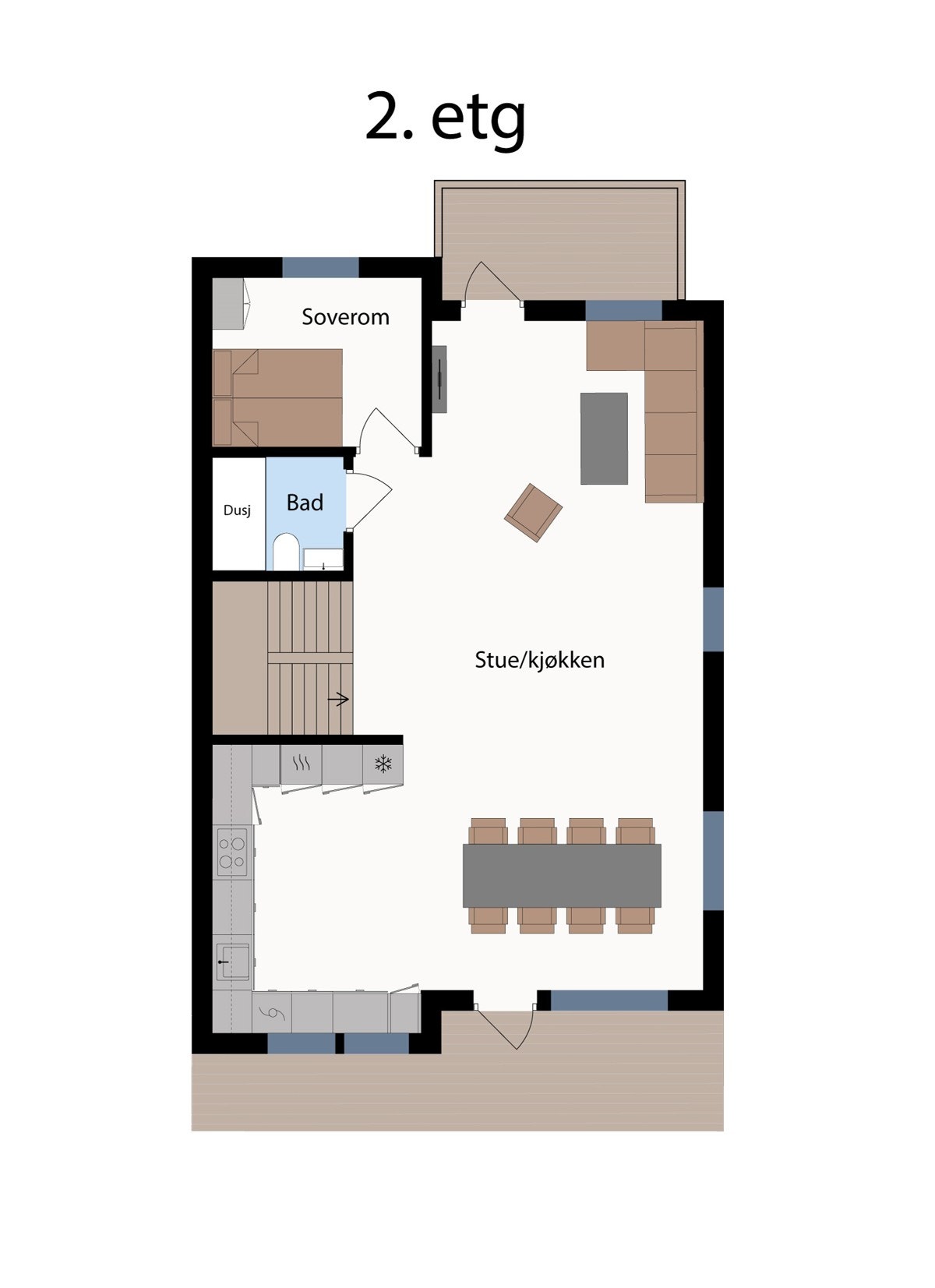 Plantegning av 2 etg - Plantegningen er en illustrasjon og er ikke i målbar Galleribilde
