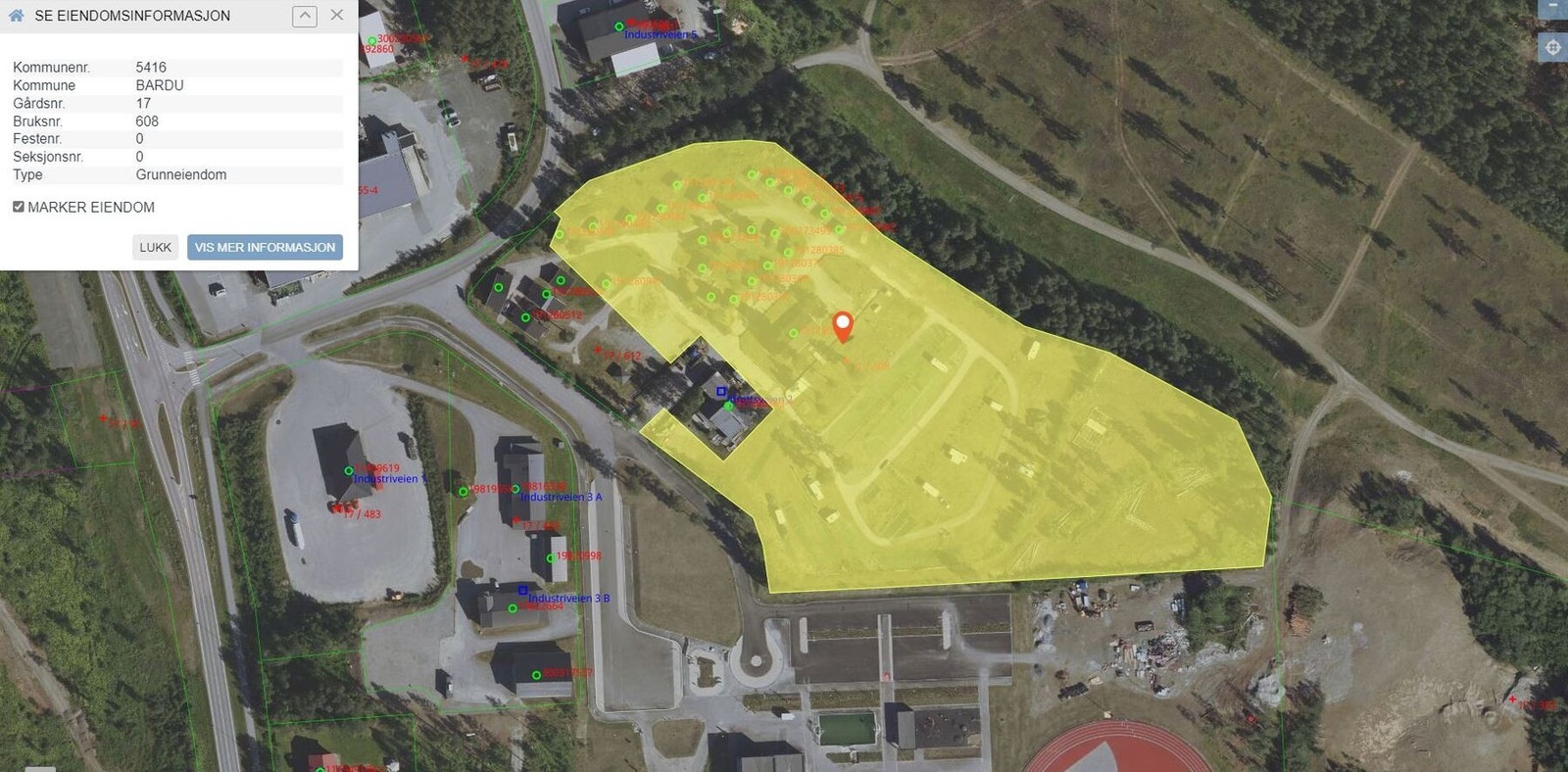 Tomten som selges, etter fradeling av opprinnelig resepsjonsbygg Galleribilde