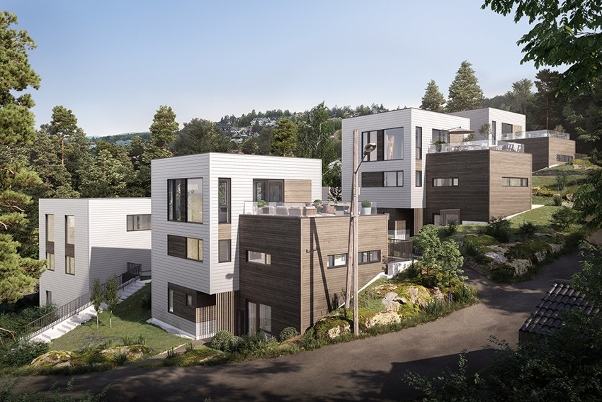 Boligene ligger på en høyde med utsikt og gode solforhold - bildet er av illustrativ karakter, avvik vil forekomme Galleribilde