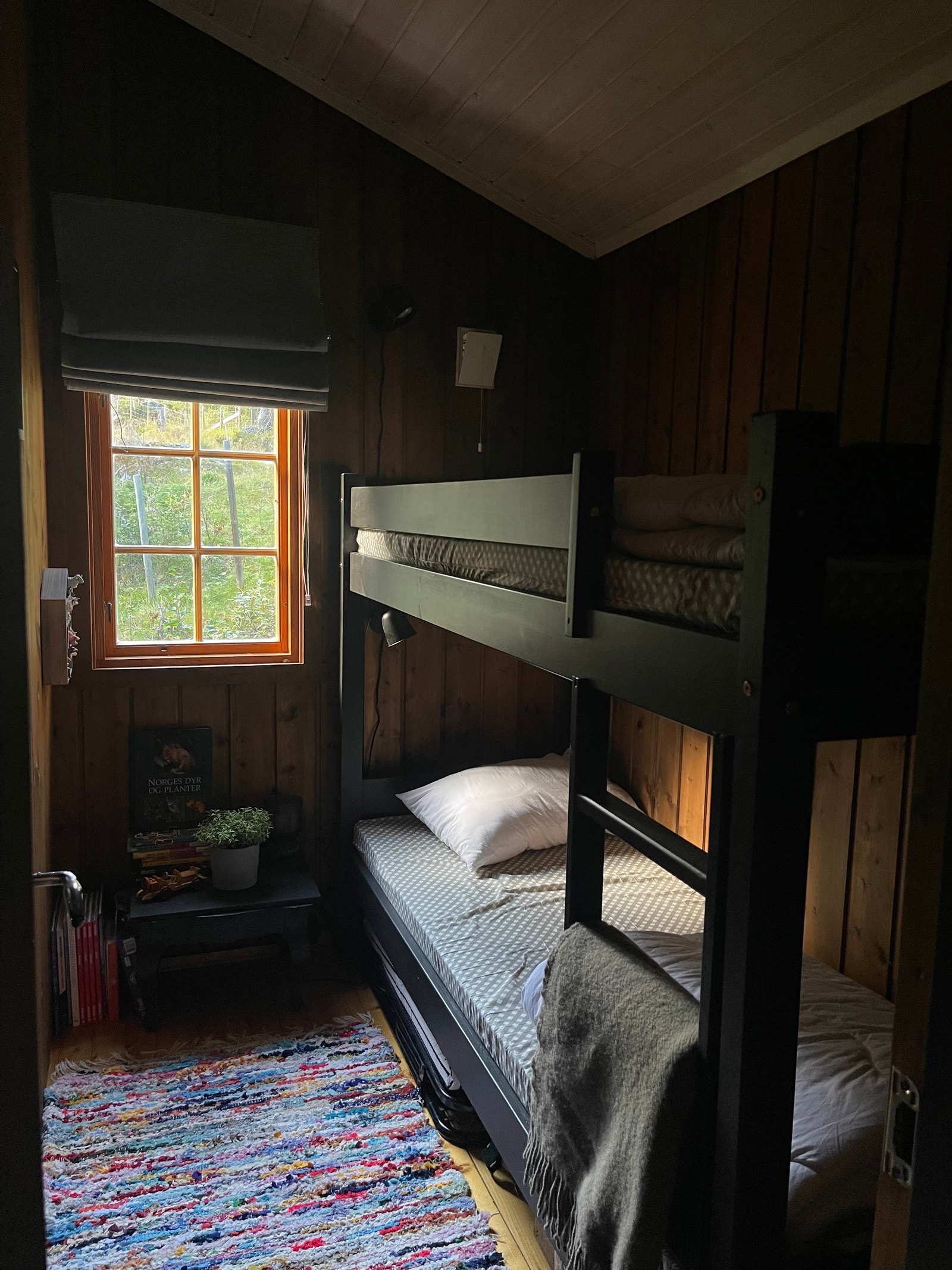 Soverom 2 med køyeseng samt ekstra gjesteseng under nederste køye som kan taes frem ved behov. Det finnes også en reiseseng til mindre barn på hytta. Galleribilde
