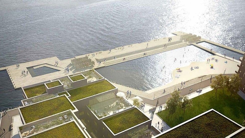 Sørenga sjøbad rett utenfor leiligheten Galleribilde