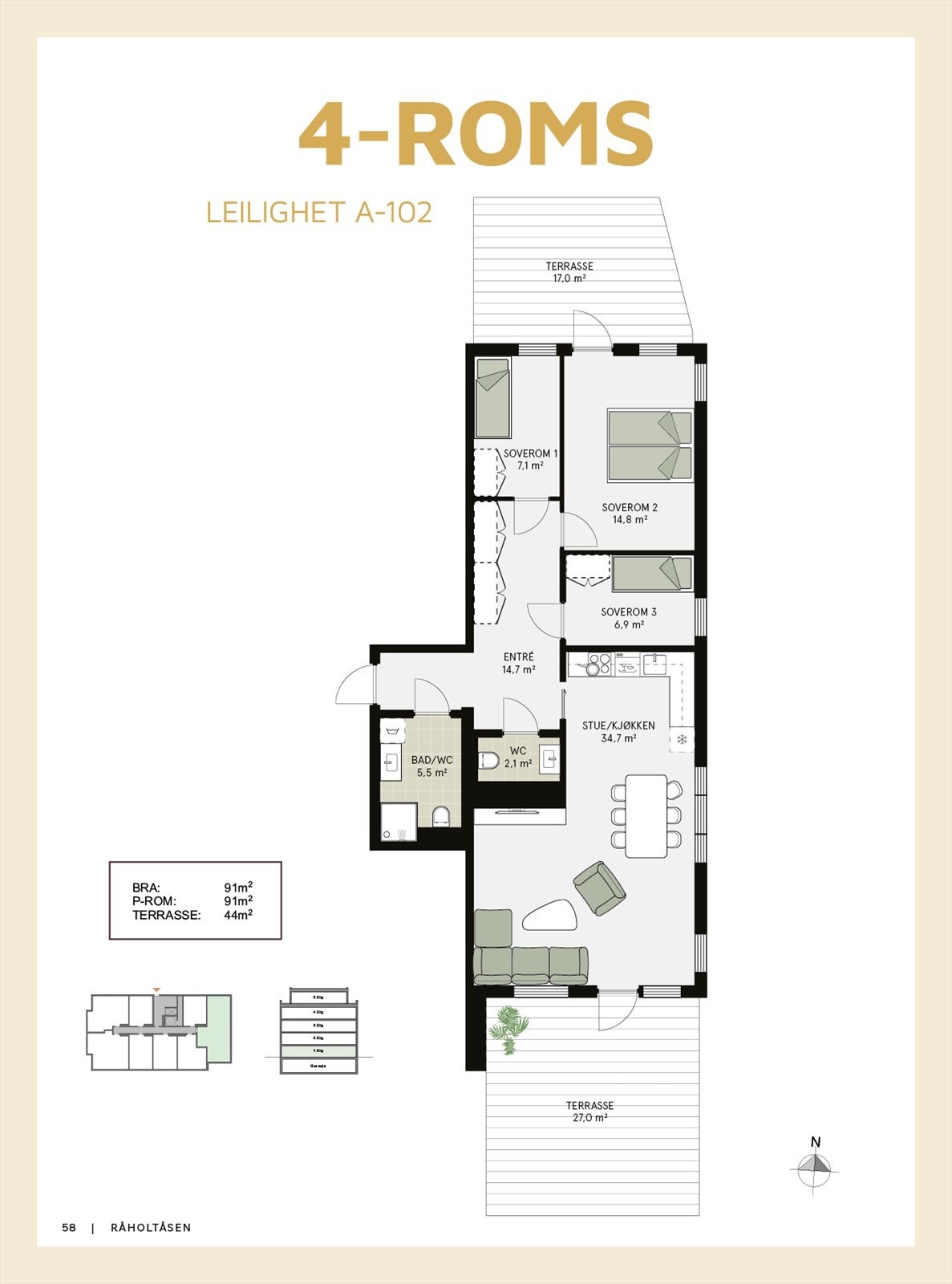 Planløsning av leilighet A102. Galleribilde