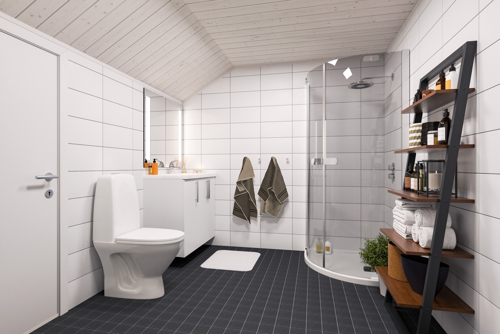 Illustrasjon bad på loft Galleribilde