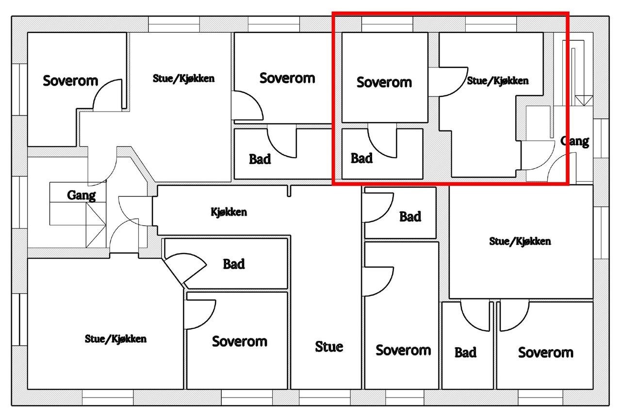 Leilighet 1: Plantegning Galleribilde
