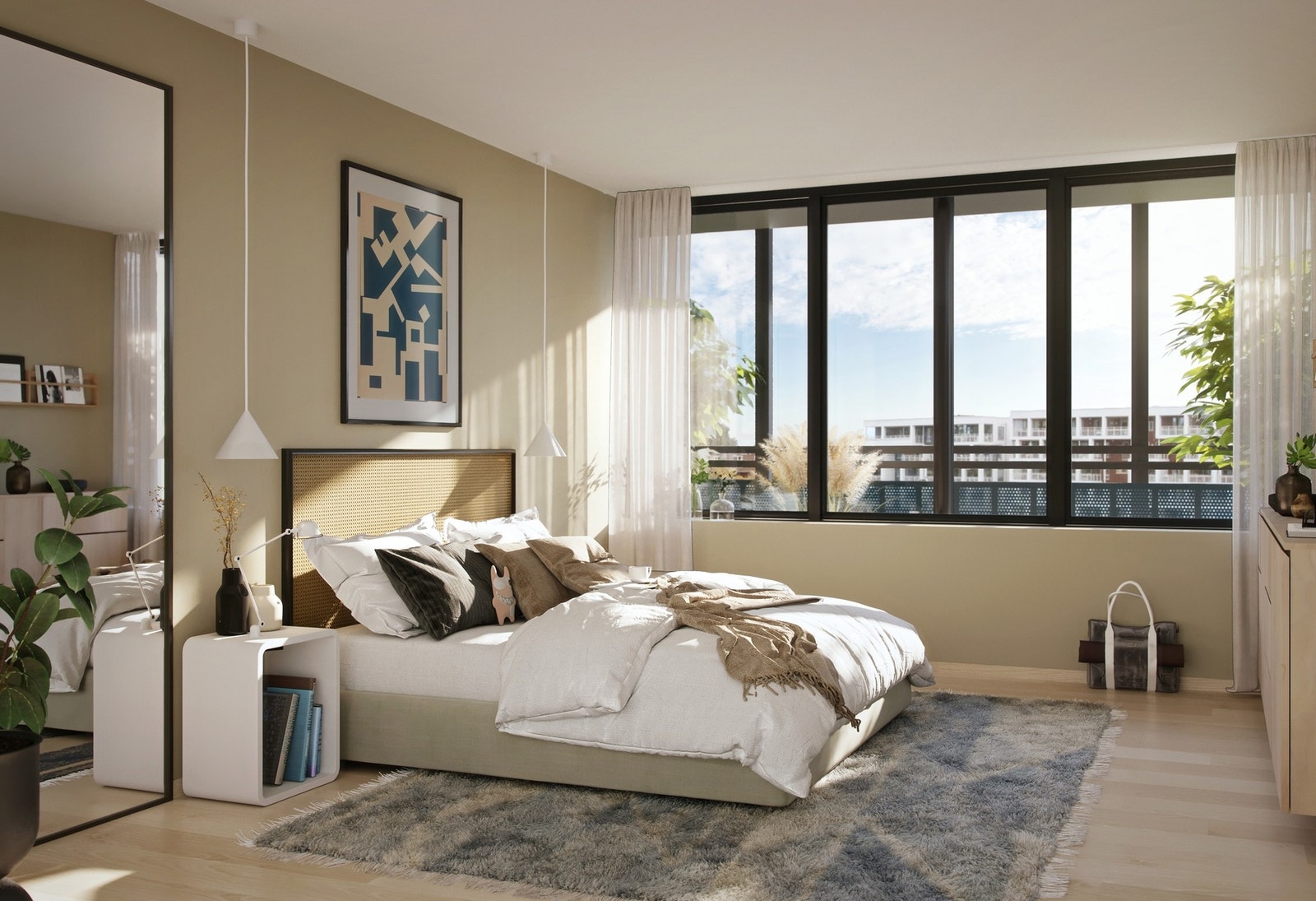 Illustrasjon av soverom på en annen leilighet i prosjektet. Illustrasjon brukt for å vise eksempel på standard | Illustrasjon, endringer vil forekomme. Galleribilde