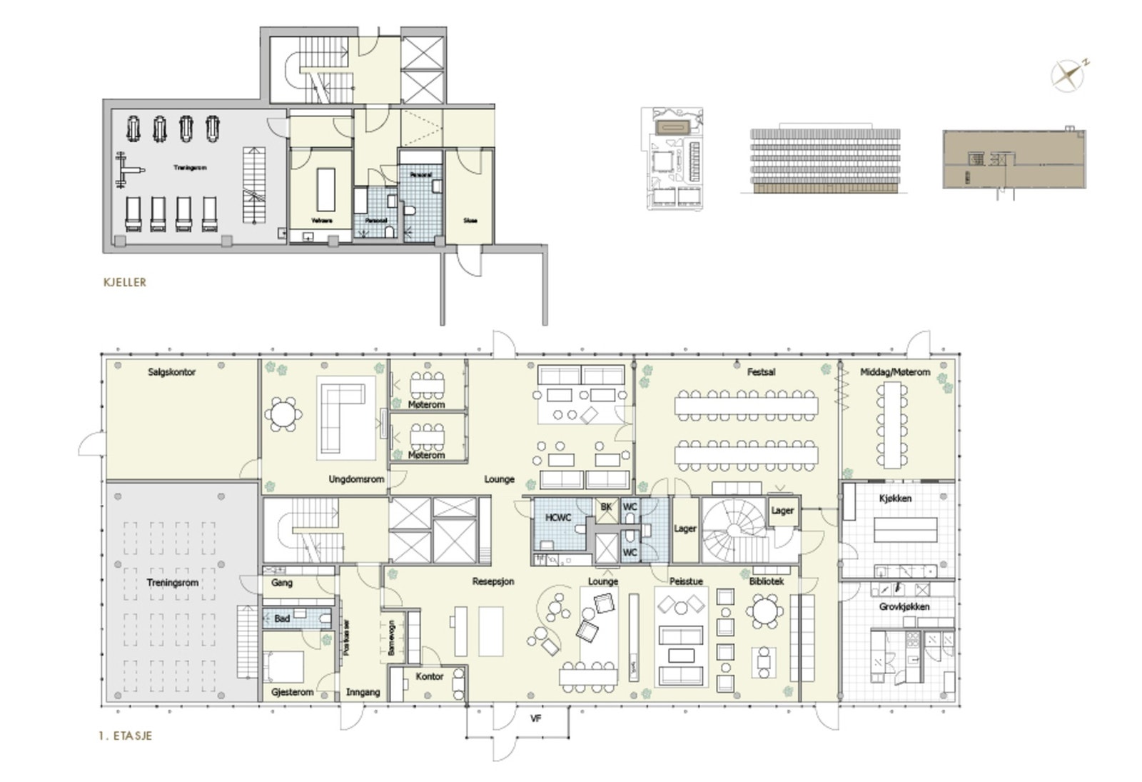1.etg på Hus E (Autronica) vil bestå av serviceområdet som vist på plantegning Galleribilde