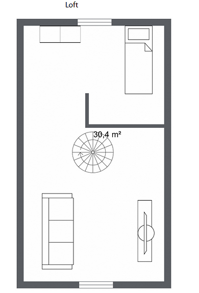 Loftetasje OBS: Lavt under taket (ca 190cm på det høyeste) Galleribilde
