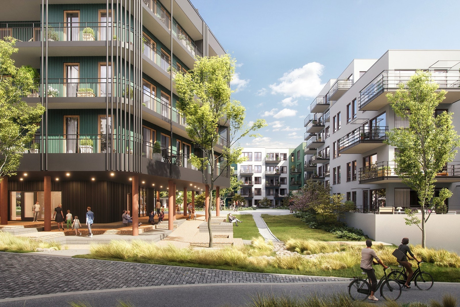 Utearealet i Mathildetunet vil bli et frodig og innbydende sted å oppholde seg. Galleribilde