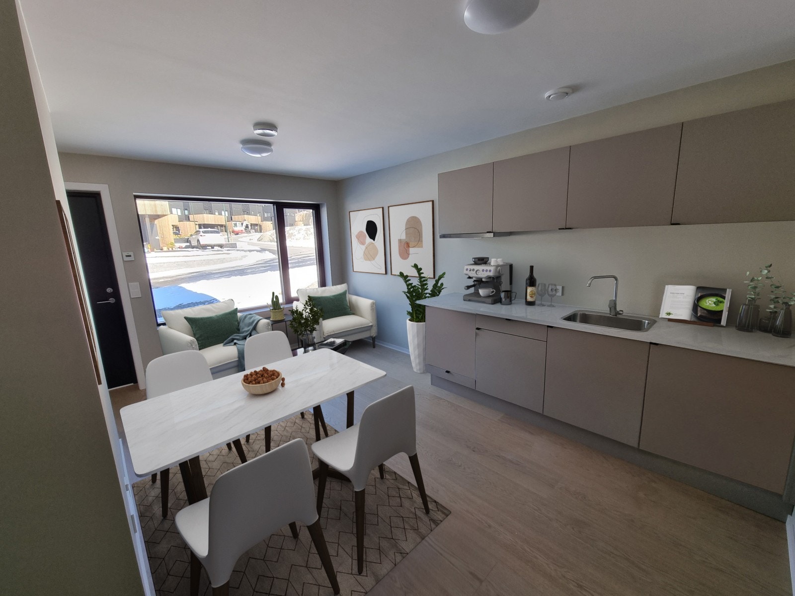 Stue/kjøkken i praktikantdel Galleribilde