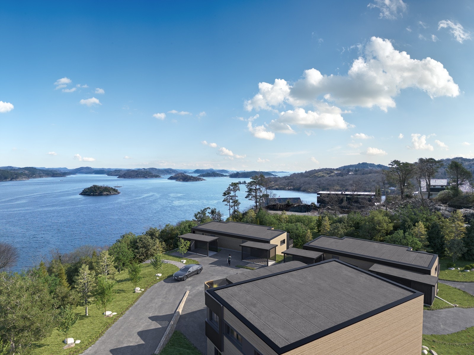 Solhaugtoppen får panoramautsikt utover innseilingen til Farsund havn Galleribilde