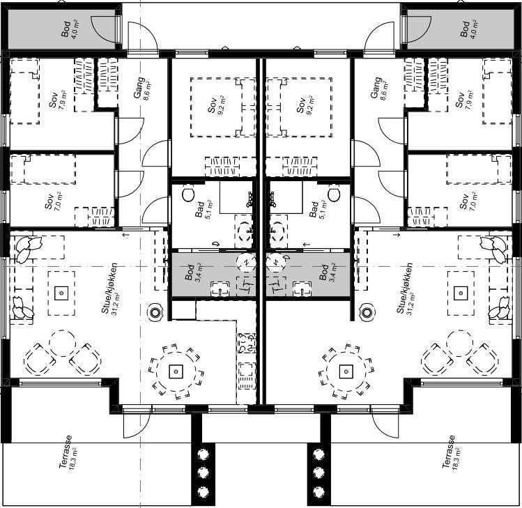 Plantegning - 2 mannsbolig Galleribilde