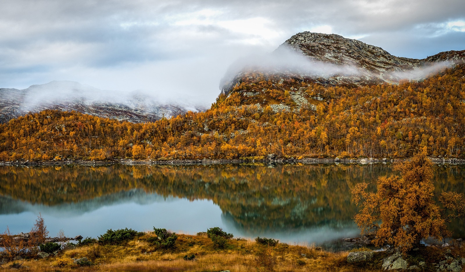 Nygardsvatnet ved Haugastøl i gnistrende høsfarger Galleribilde