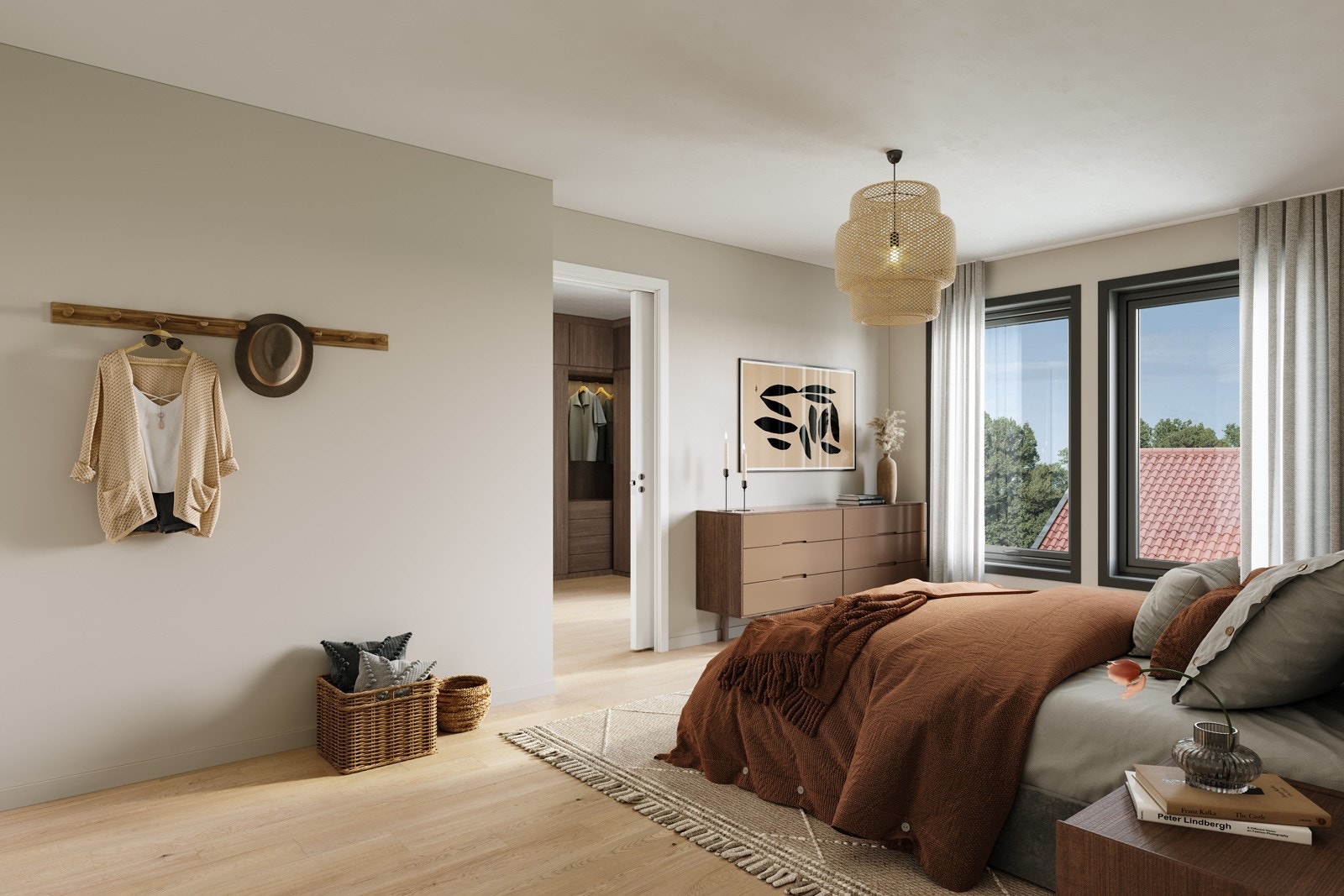 Hovedsoverommet er gedigent og er på hele 43 kvm og inneholder: soverom, garderoberom og eget bad. Galleribilde