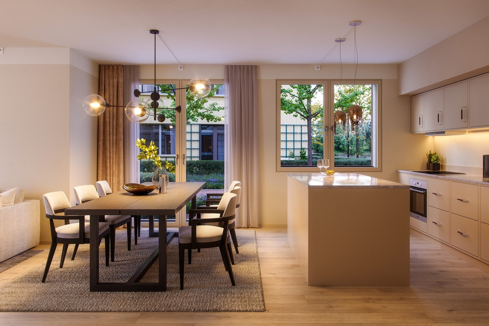 Enderekkehusene får to utganger til hagen, og noen får også karnapp . Galleribilde