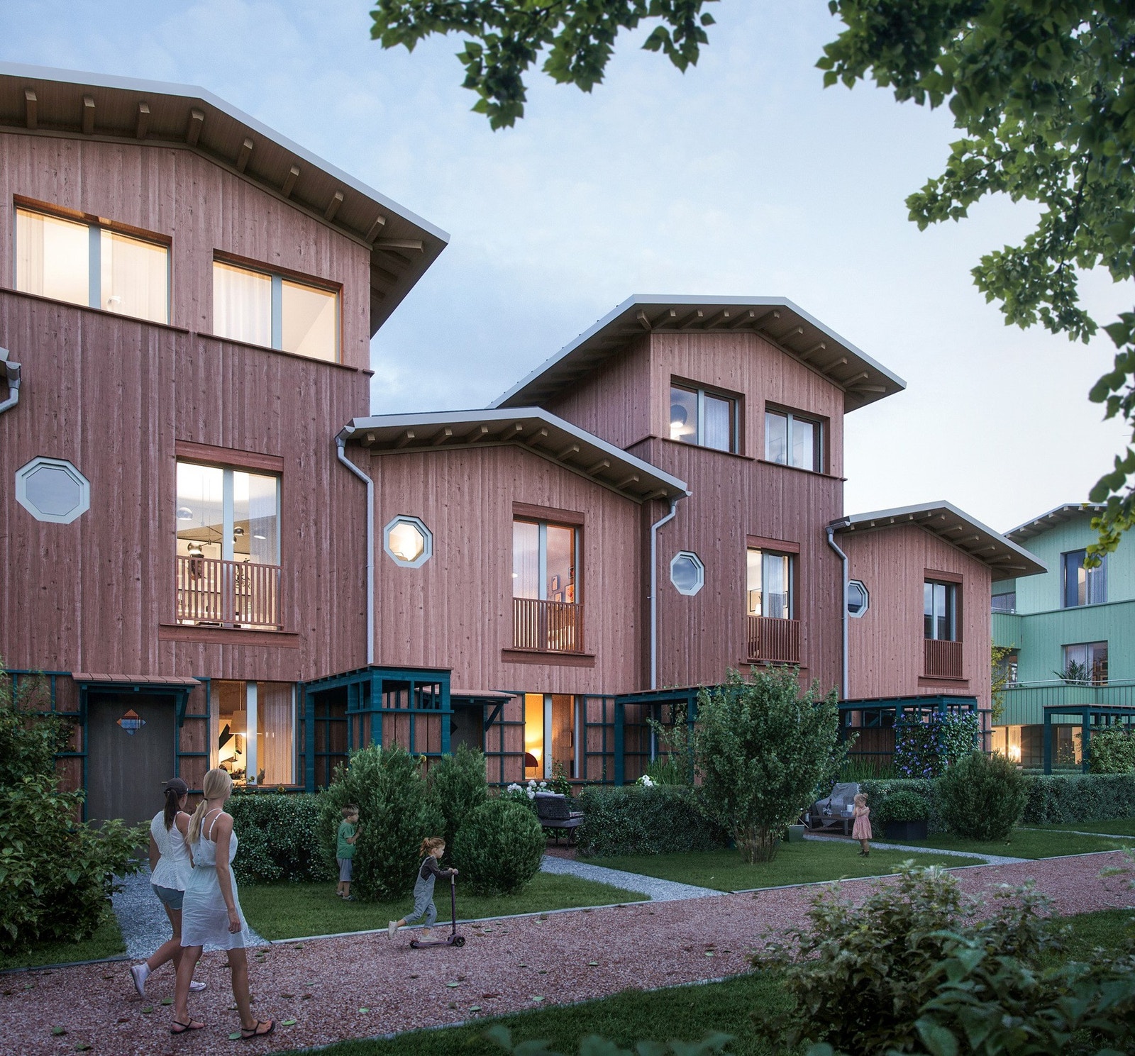 Totalt 163 boliger, 91 rekkehus og 72 leiligheter, med en rolig og tilbaketrukket beliggenhet. Galleribilde