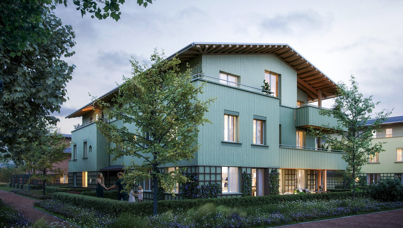 Totalt 163 boliger, 91 rekkehus og 72 leiligheter, med en rolig og tilbaketrukket beliggenhet. Galleribilde