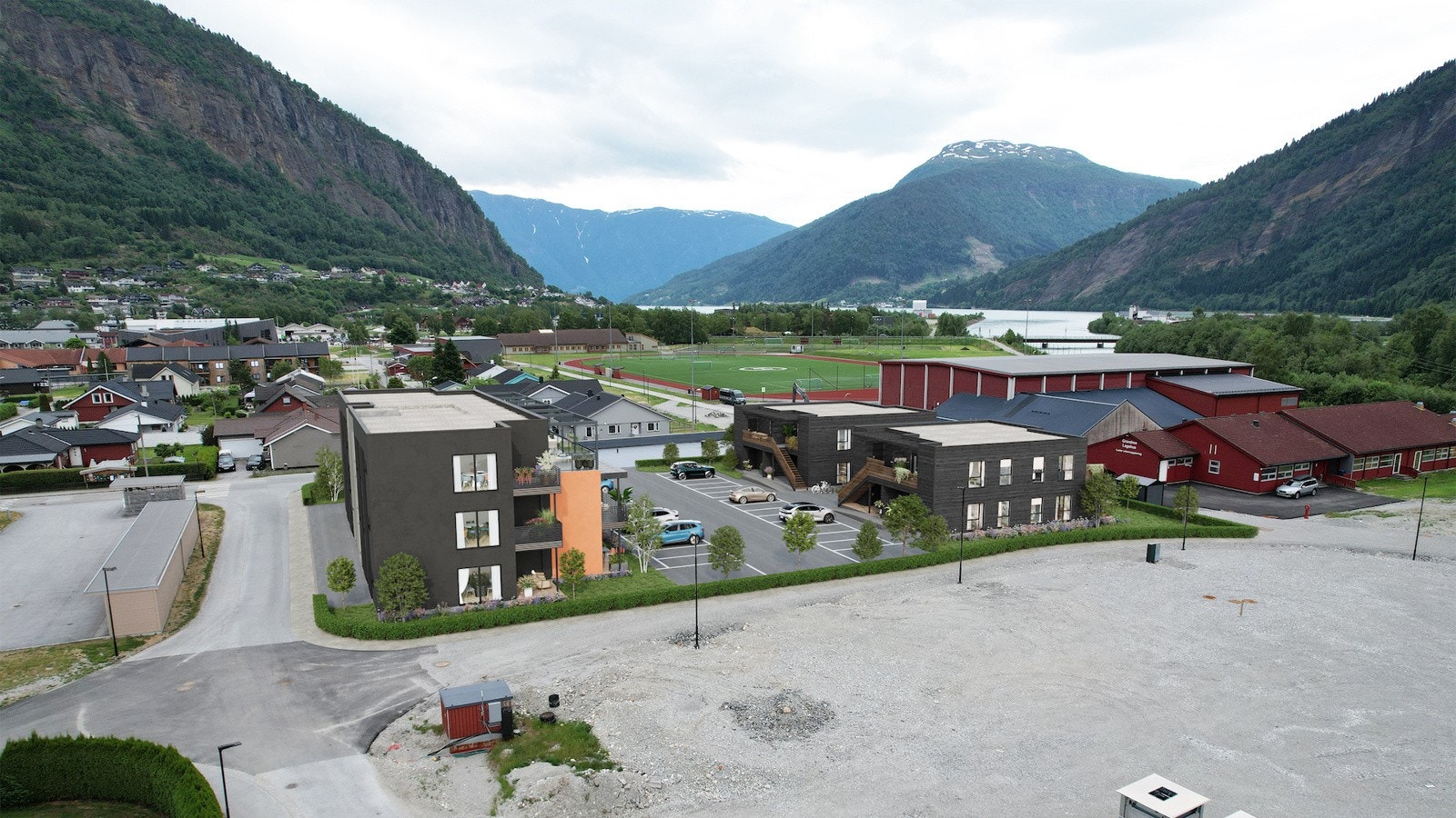 På felles grunn vil ein ha parkeringsplassar for alle leilighetene. Galleribilde