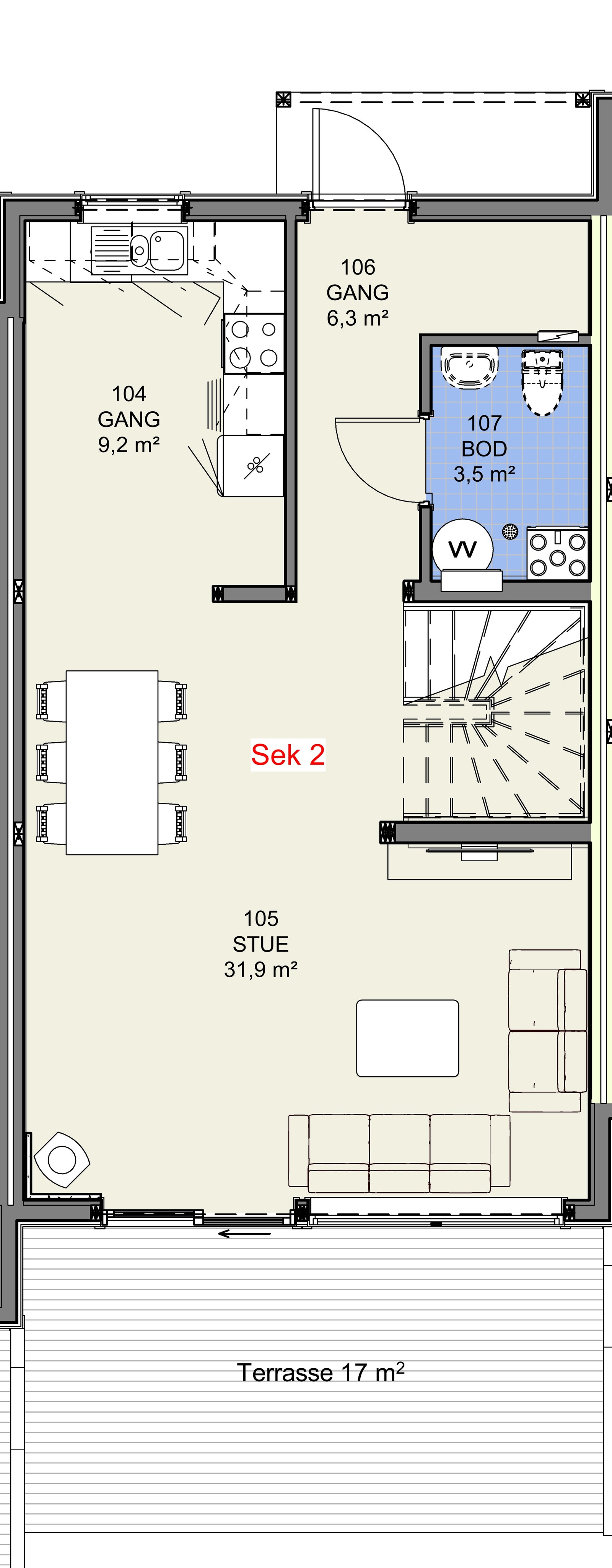 Planteikning av 1. etasje, for seksjonane nr. 1 Galleribilde