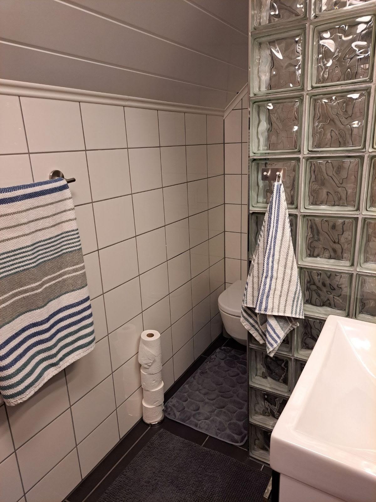 Dusj nisje og vegghengt toalett Galleribilde